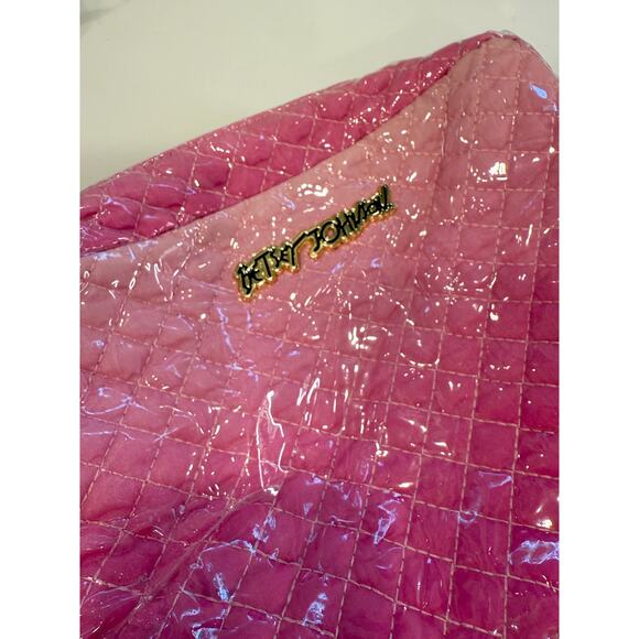 Betsy Johnson Double Zip Ombré Pink Quilted Double Sided Travel Bag Excellent - Picture 5 of 10